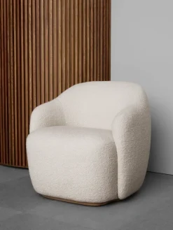 Fogia Barba club chair, lacquered beech - Ivory 001 Karakorum