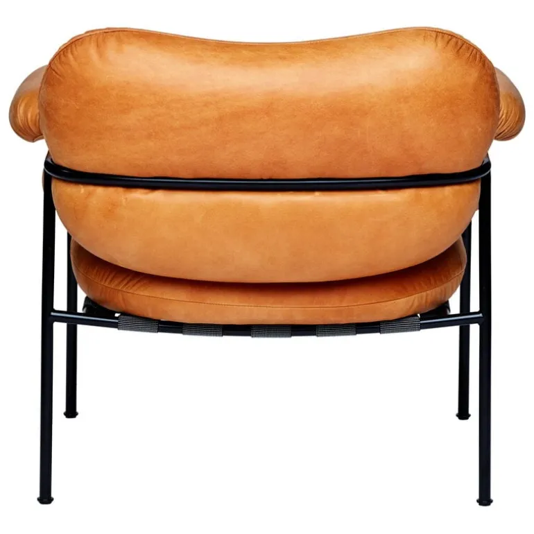 Fogia Bollo lounge chair, cognac leather - black