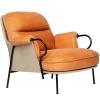 Fogia Lyra armchair, black steel - cognac leather