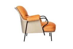 Fogia Lyra armchair, black steel - cognac leather