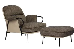 Fogia Lyra armchair, black steel - brown Kvadrat Safire 0001