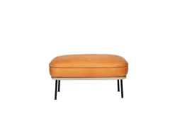 Fogia Lyra ottoman, black steel - cognac leather