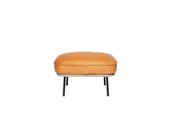 Fogia Lyra ottoman, black steel - cognac leather