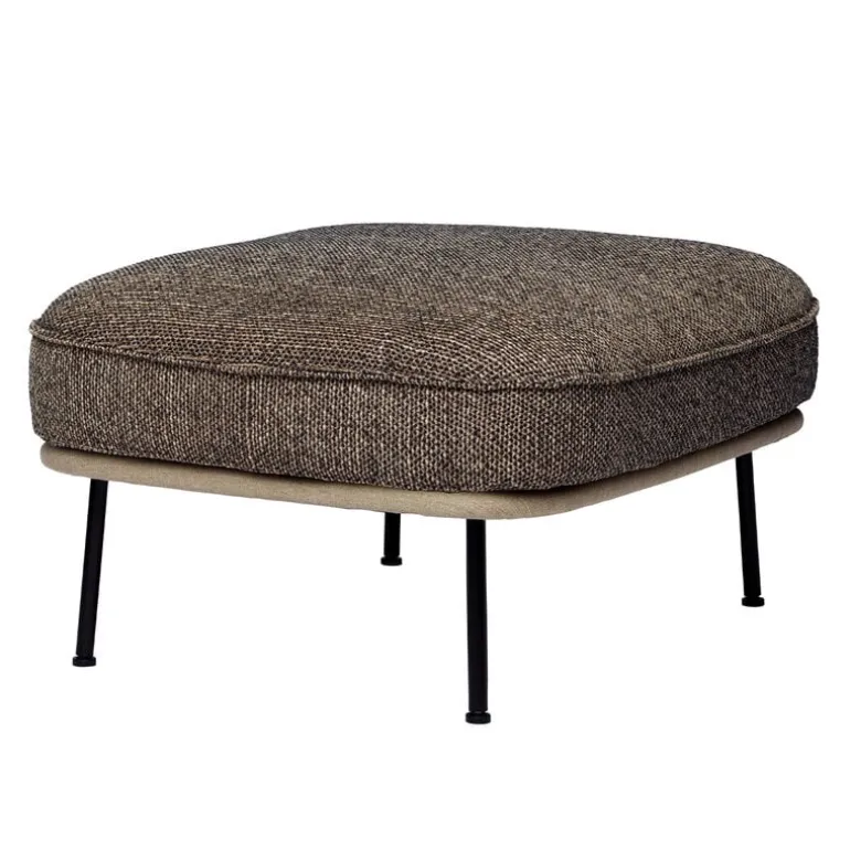 Fogia Lyra ottoman, black steel - brown Kvadrat Safire 0001