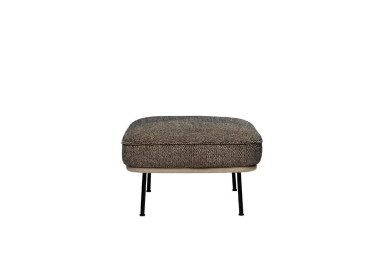 Fogia Lyra ottoman, black steel - brown Kvadrat Safire 0001