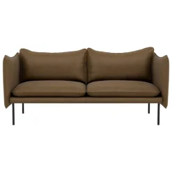 Fogia Tiki 2-seater sofa, anniversary edition, black steel - vintage tabacco