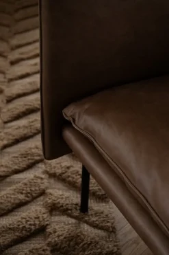 Fogia Tiki 2-seater sofa, anniversary edition, black steel - vintage tabacco