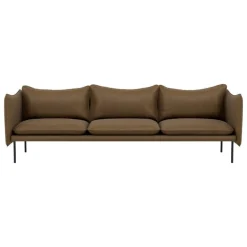 Fogia Tiki 3-seater sofa,  anniversary edition, black steel - vintage tabacco
