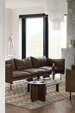 Fogia Tiki 3-seater sofa,  anniversary edition, black steel - vintage tabacco