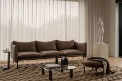 Fogia Tiki 3-seater sofa,  anniversary edition, black steel - vintage tabacco