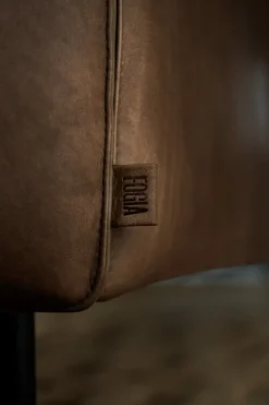 Fogia Tiki 3-seater sofa,  anniversary edition, black steel - vintage tabacco