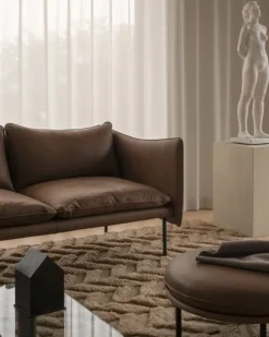 Fogia Tiki 3-seater sofa,  anniversary edition, black steel - vintage tabacco