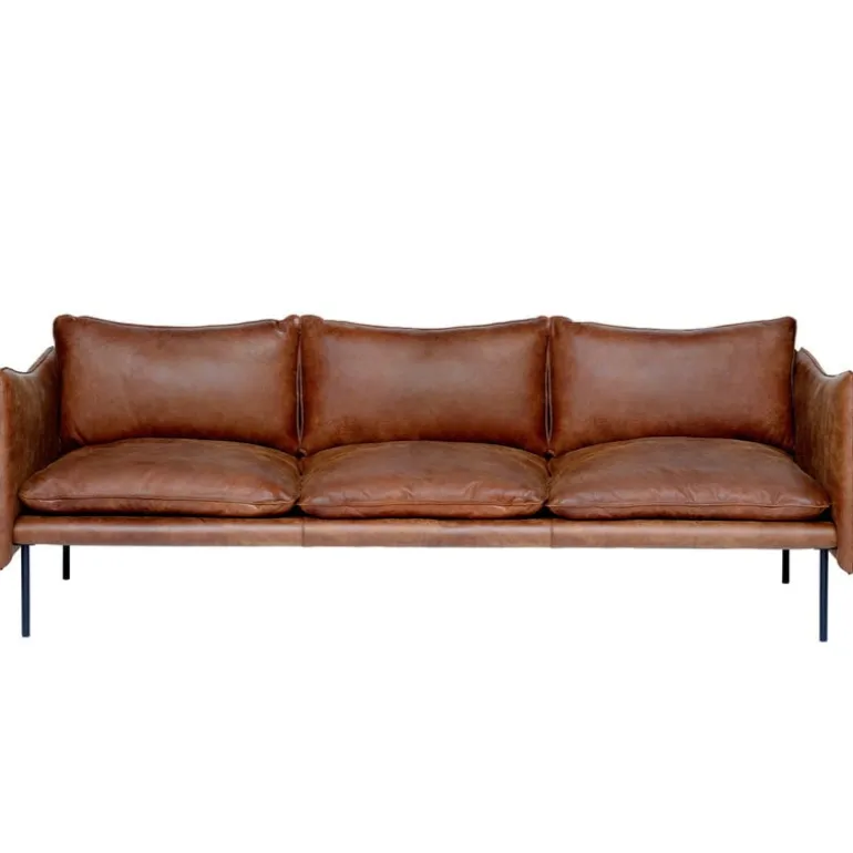 Fogia Tiki 3-seater sofa, black steel - vintage rangers leather