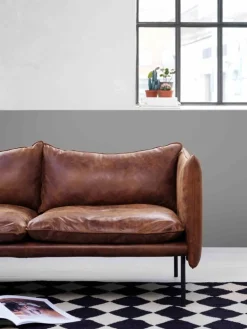 Fogia Tiki 3-seater sofa, black steel - vintage rangers leather