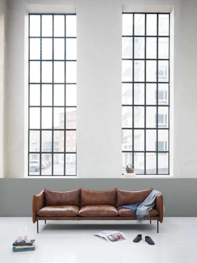 Fogia Tiki 3-seater sofa, black steel - vintage rangers leather