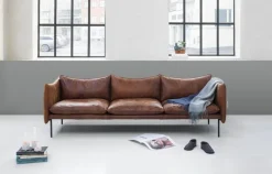 Fogia Tiki 3-seater sofa, black steel - vintage rangers leather