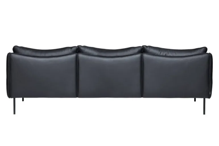 Fogia Tiki 3-seater sofa, black steel - black Elmosoft leather