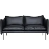 Fogia Tiki 2-seater sofa, black steel - black Elmosoft leather