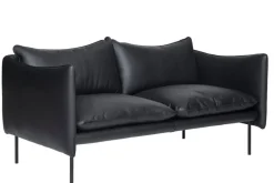Fogia Tiki 2-seater sofa, black steel - black Elmosoft leather