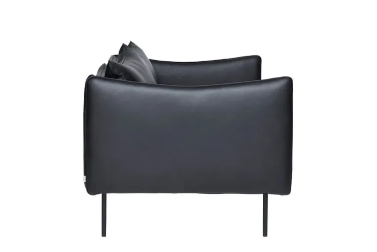 Fogia Tiki 2-seater sofa, black steel - black Elmosoft leather