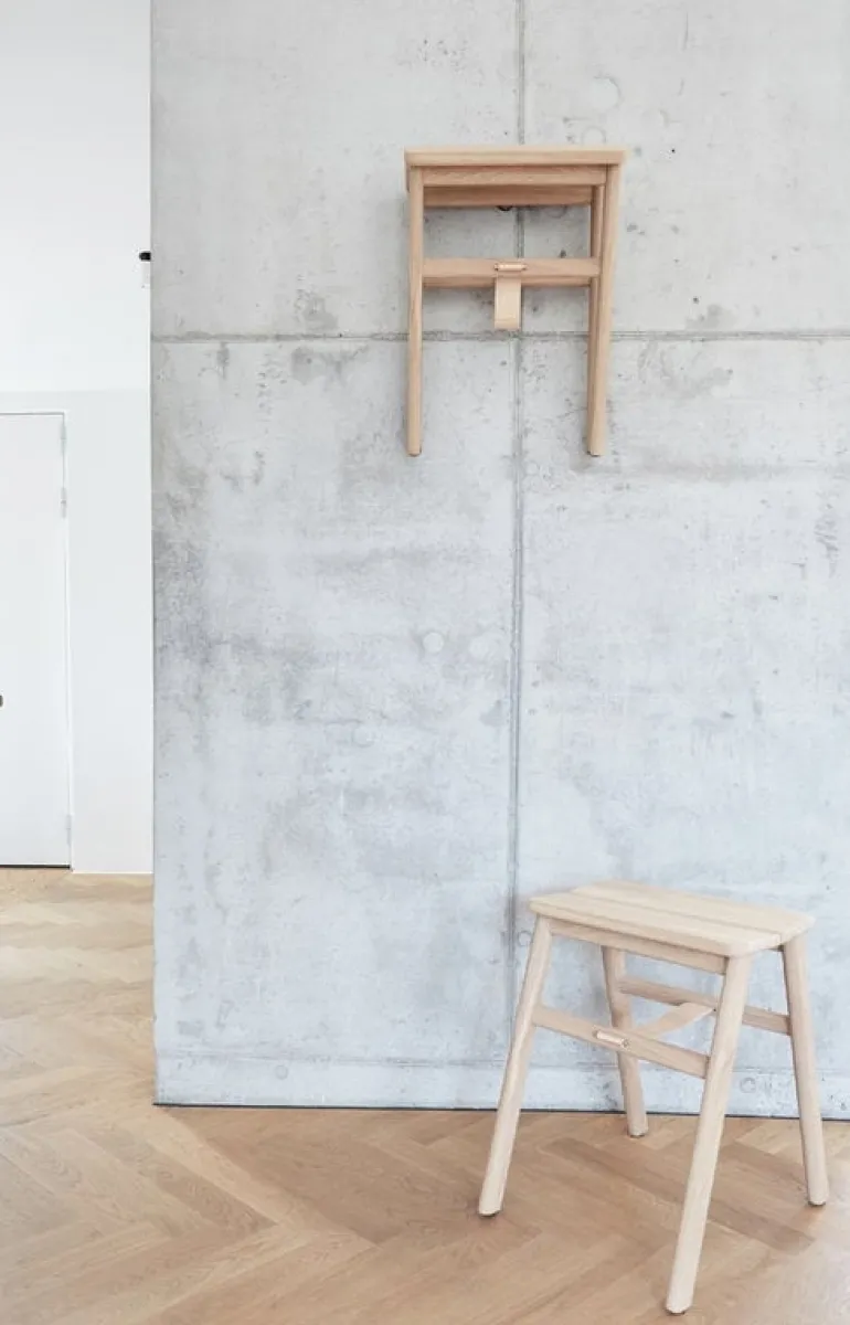 Form & Refine Angle foldable stool, white oiled oak