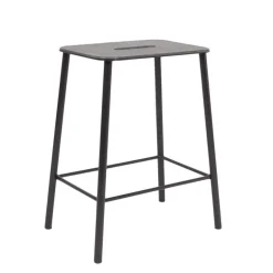 Frama Adam stool, 50 cm, anthracite leather - matt black
