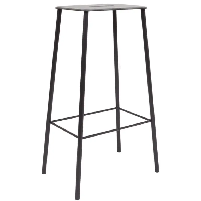 Frama Adam stool, 76 cm, anthracite leather - matt black