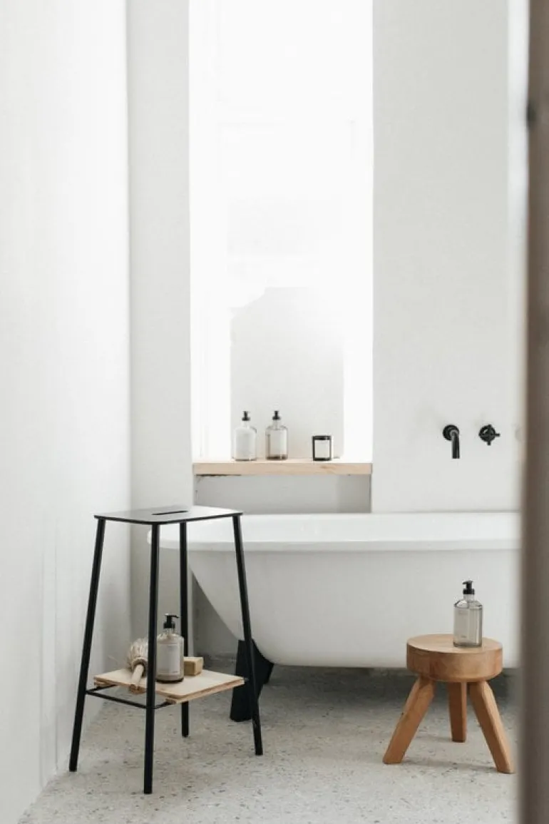 Frama Adam stool, 76 cm, anthracite leather - matt black