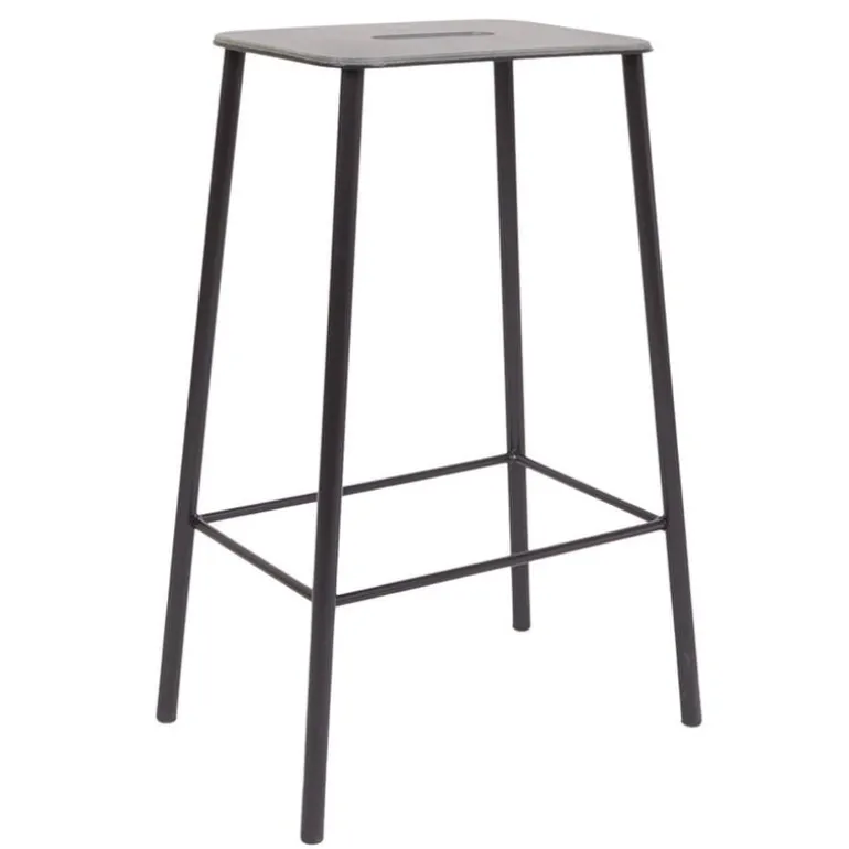 Frama Adam stool, 65 cm, anthracite leather - matt black