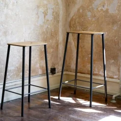 Frama Adam stool, 76 cm, natural leather - matt black