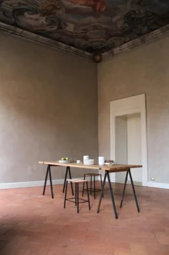 Frama Adam stool, 50 cm, natural leather - matt black