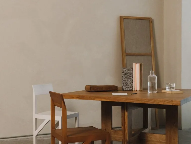 Frama Farmhouse trestle table, 120 square, natural oak