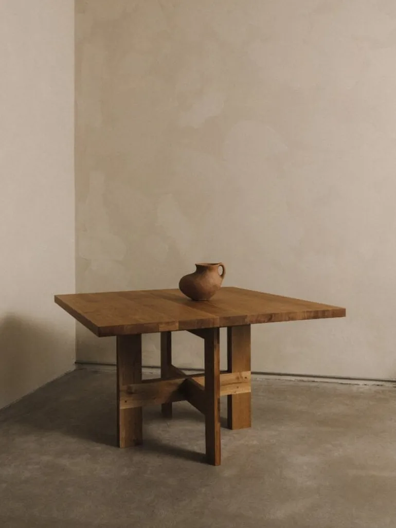 Frama Farmhouse trestle table, 120 square, natural oak