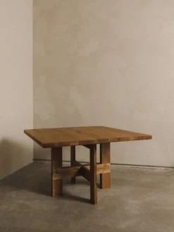 Frama Farmhouse trestle table, 120 square, natural oak