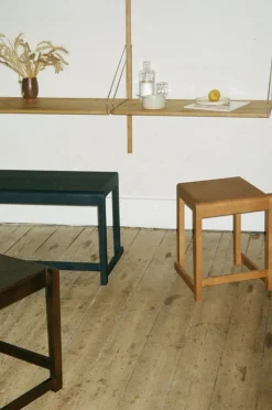 Frama Low Stool 01, warm brown wood