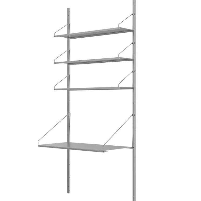 Frama Shelf Library H1852 wall shelf with desk, stainless steel