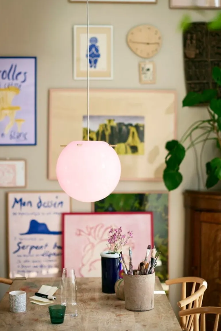 Frandsen Koi pendant, 32 cm, rose opal - brass