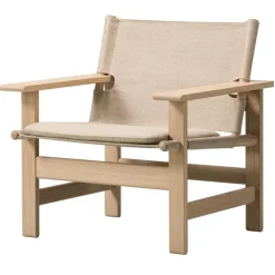 Fredericia Canvas chair w. seat cushion, soaped oak - natural canvas