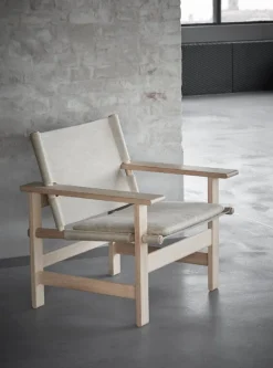 Fredericia Canvas chair w. seat cushion, soaped oak - natural canvas