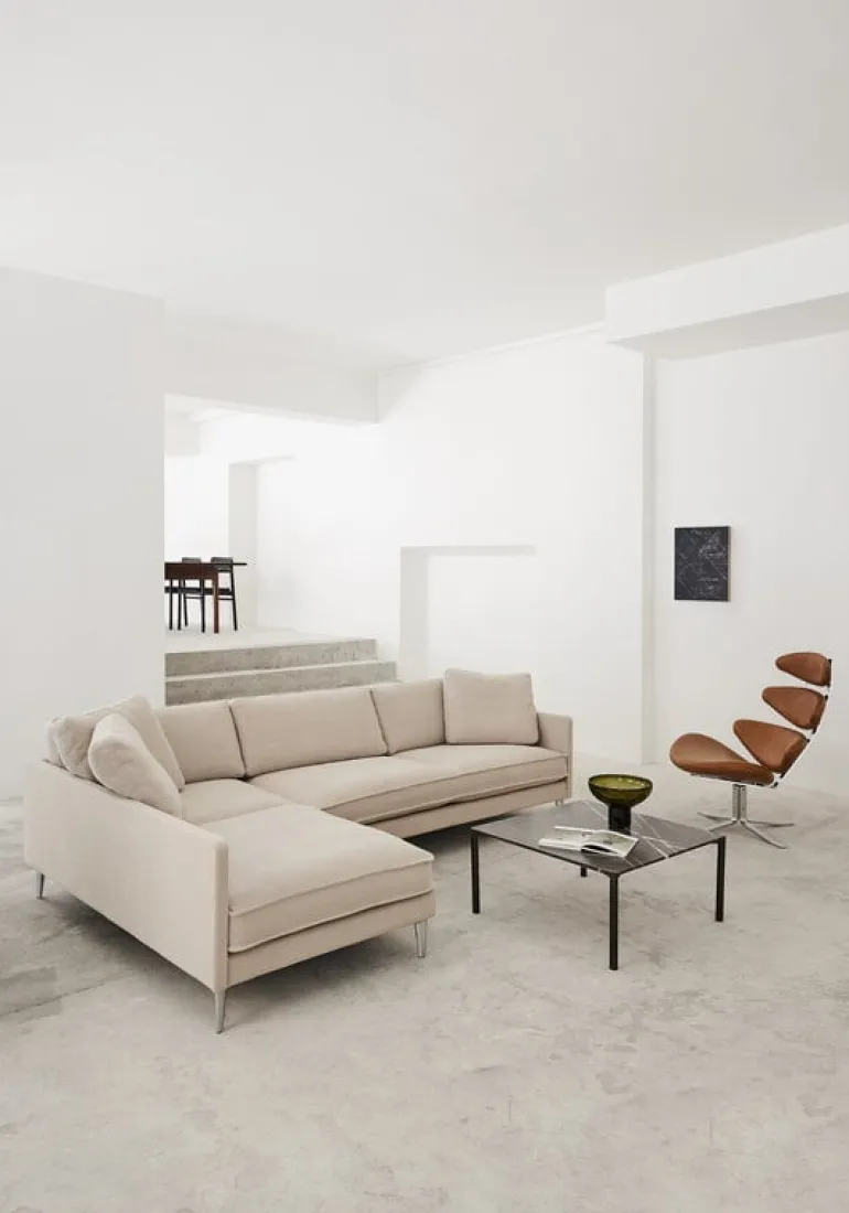 Fredericia Corona chair, brushed chrome - cognac leather