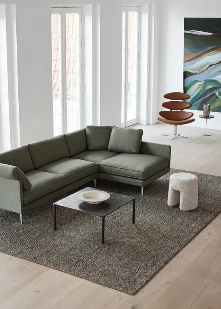 Fredericia Corona chair, brushed chrome - cognac leather