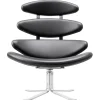 Fredericia Corona chair, brushed chrome - black leather