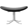 Fredericia Corona ottoman, brushed chrome - black leather