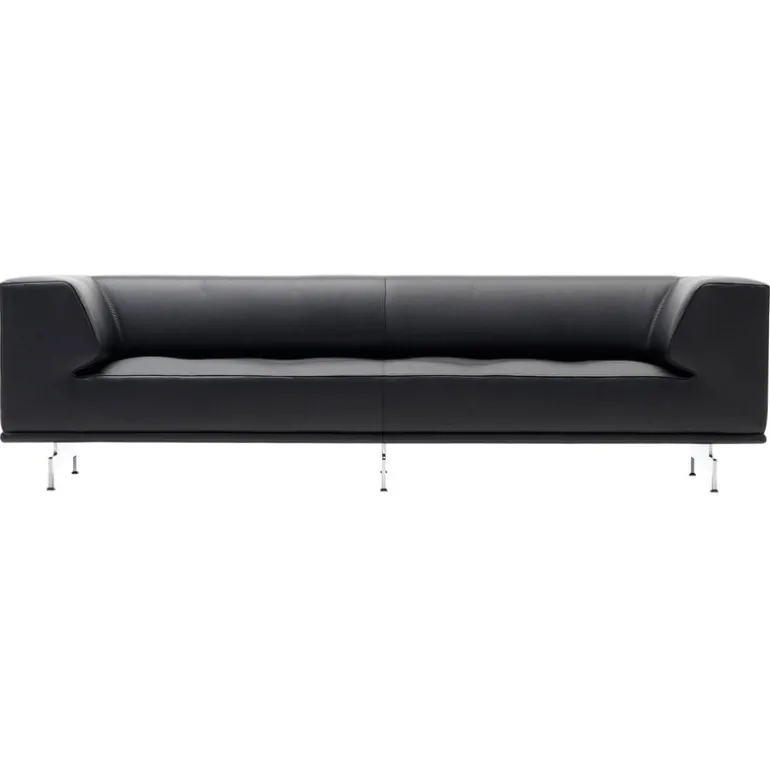 Fredericia Delphi 3-seater sofa, brushed aluminium - black leather Max 98