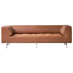 Fredericia Delphi 2-seater sofa, brushed aluminium - cognac leather Max 95