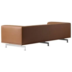 Fredericia Delphi 2-seater sofa, brushed aluminium - brown leather Max 91