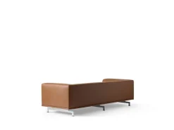 Fredericia Delphi 3-seater sofa, brushed aluminium - brown leather Max 91