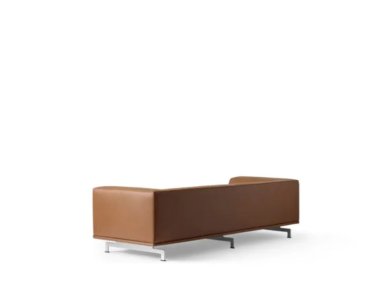 Fredericia Delphi 3-seater sofa, brushed aluminium - brown leather Max 91