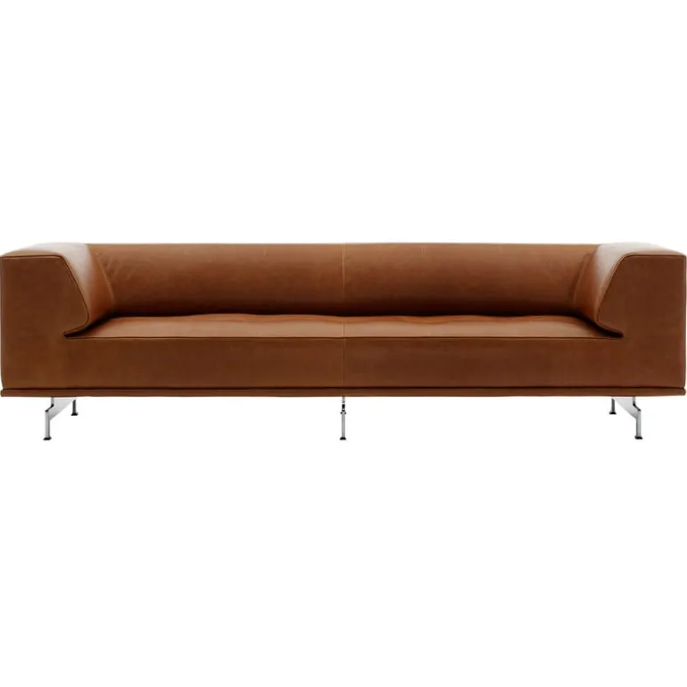 Fredericia Delphi 3-seater sofa, brushed aluminium - cognac leather Max 95