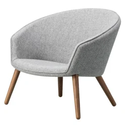 Fredericia Ditzel lounge chair, light grey - lacquered walnut